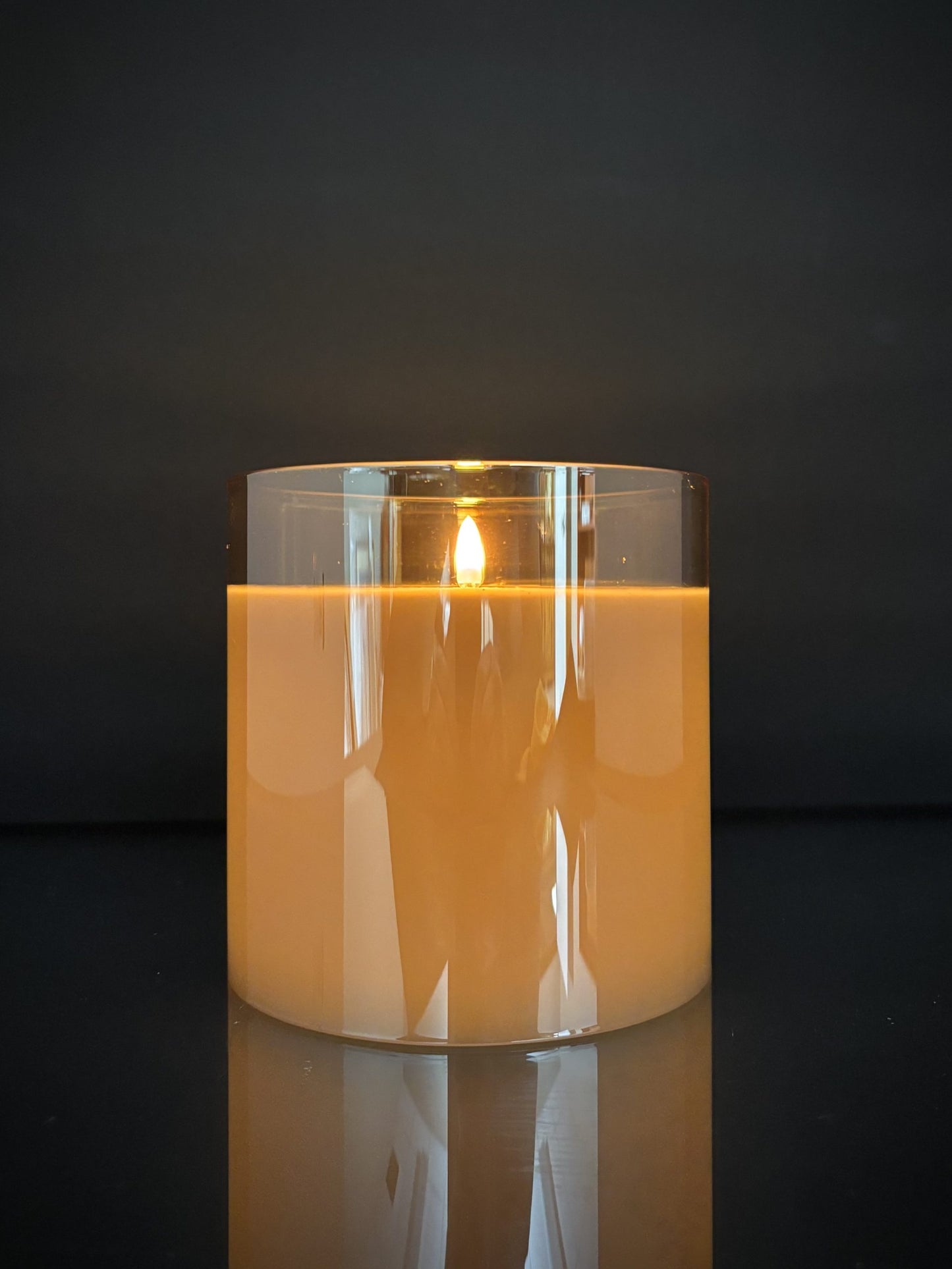 Battery Operated Champagne Pillar Candle 5.75"x 5.75"