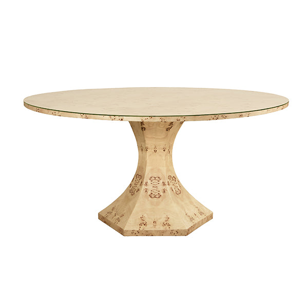 Bryce Round Dining Table in burl wood