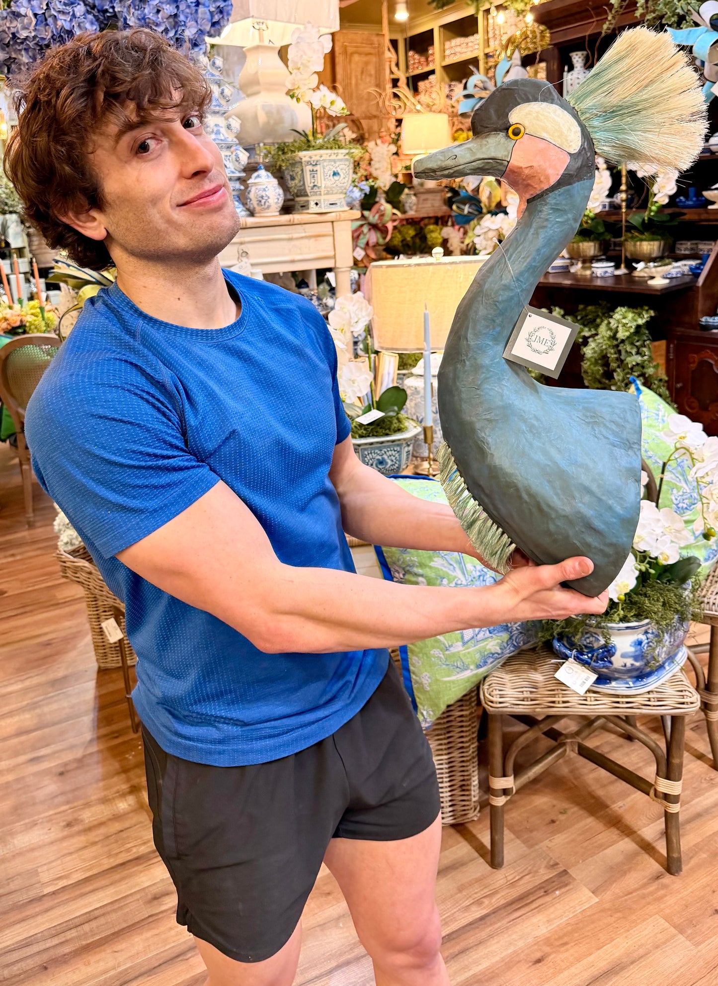 Crowned Crane Wall Mount. Handmade paper mache.