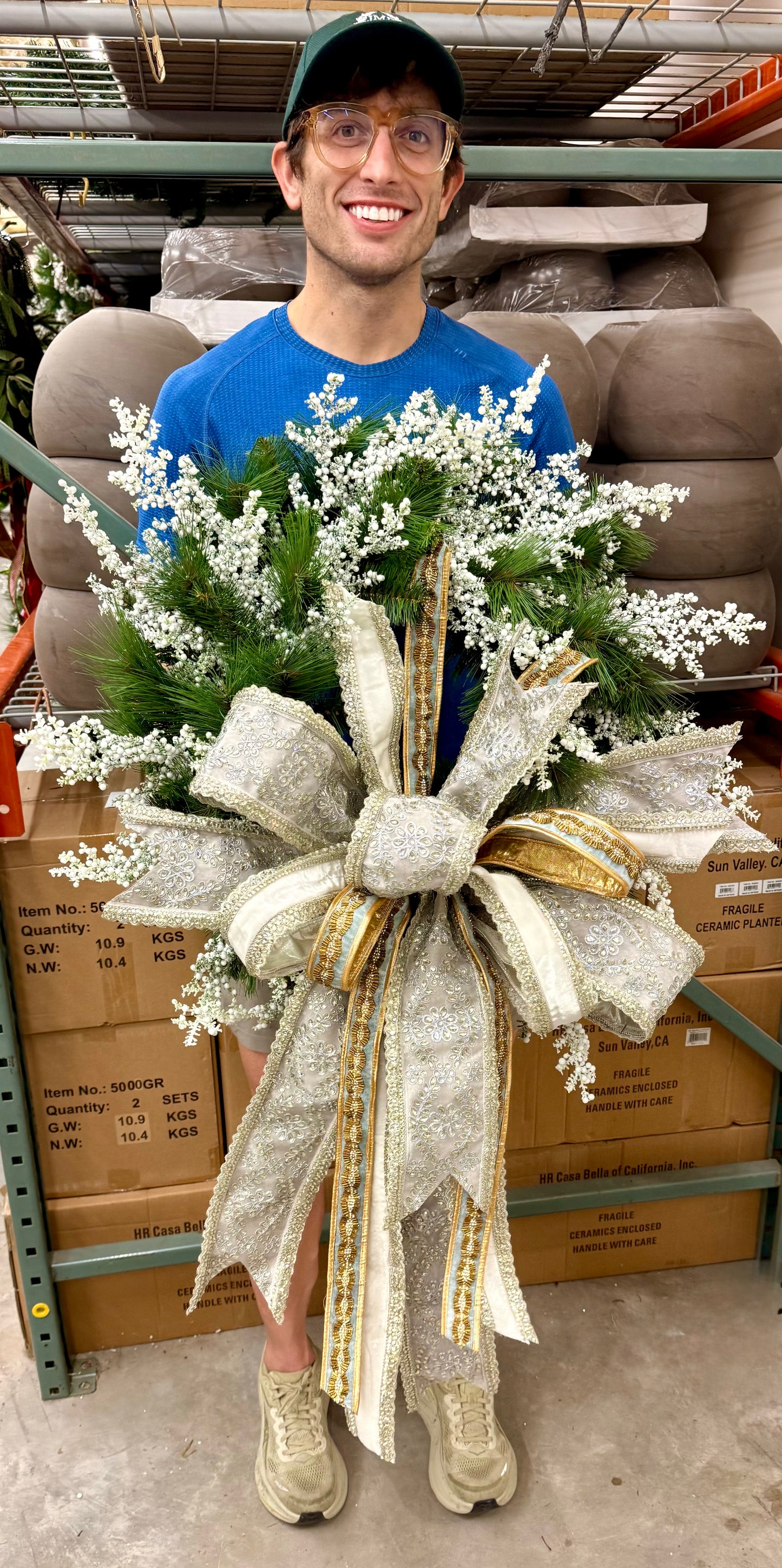 24in faux Winter glitz berry wreath. Hand made by JME AND hand tied JME bow.