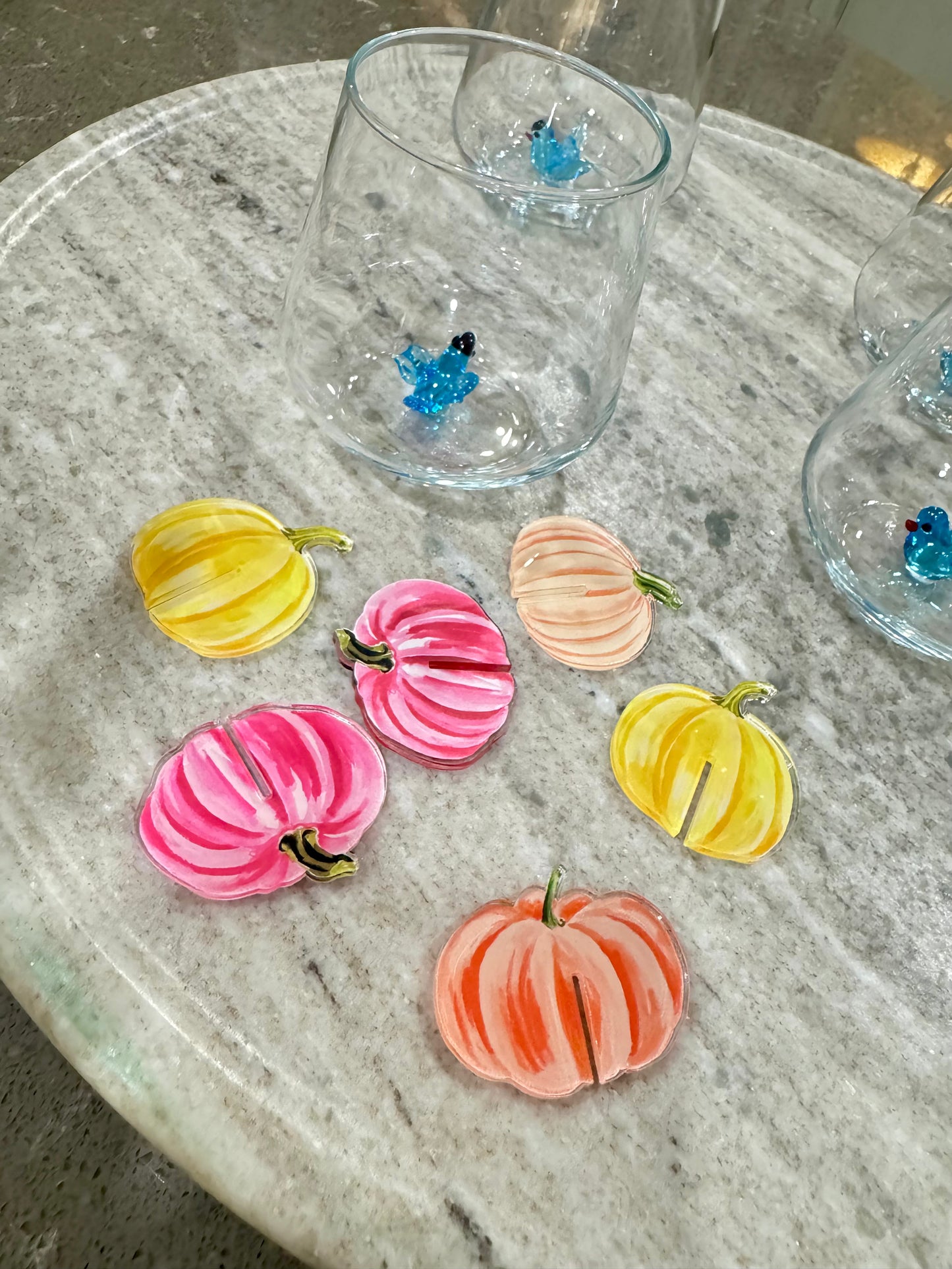 Bright pumpkins drink markers. Set of 6