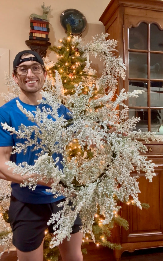 30 inch faux white snow berry wreath. Light and airy.