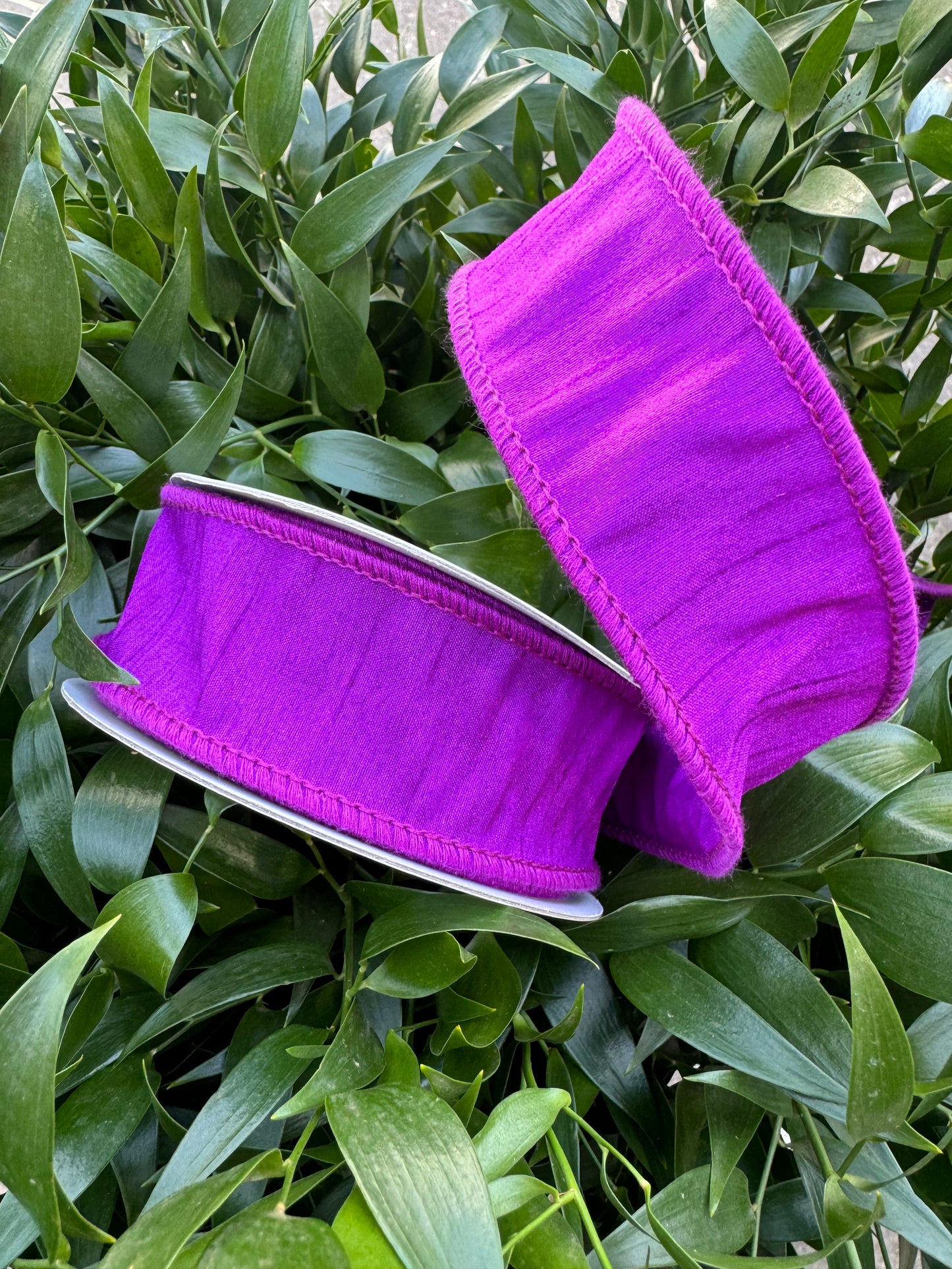 JME heavy wired ribbon. PURPLE Dupion 1.5"x 10YDS