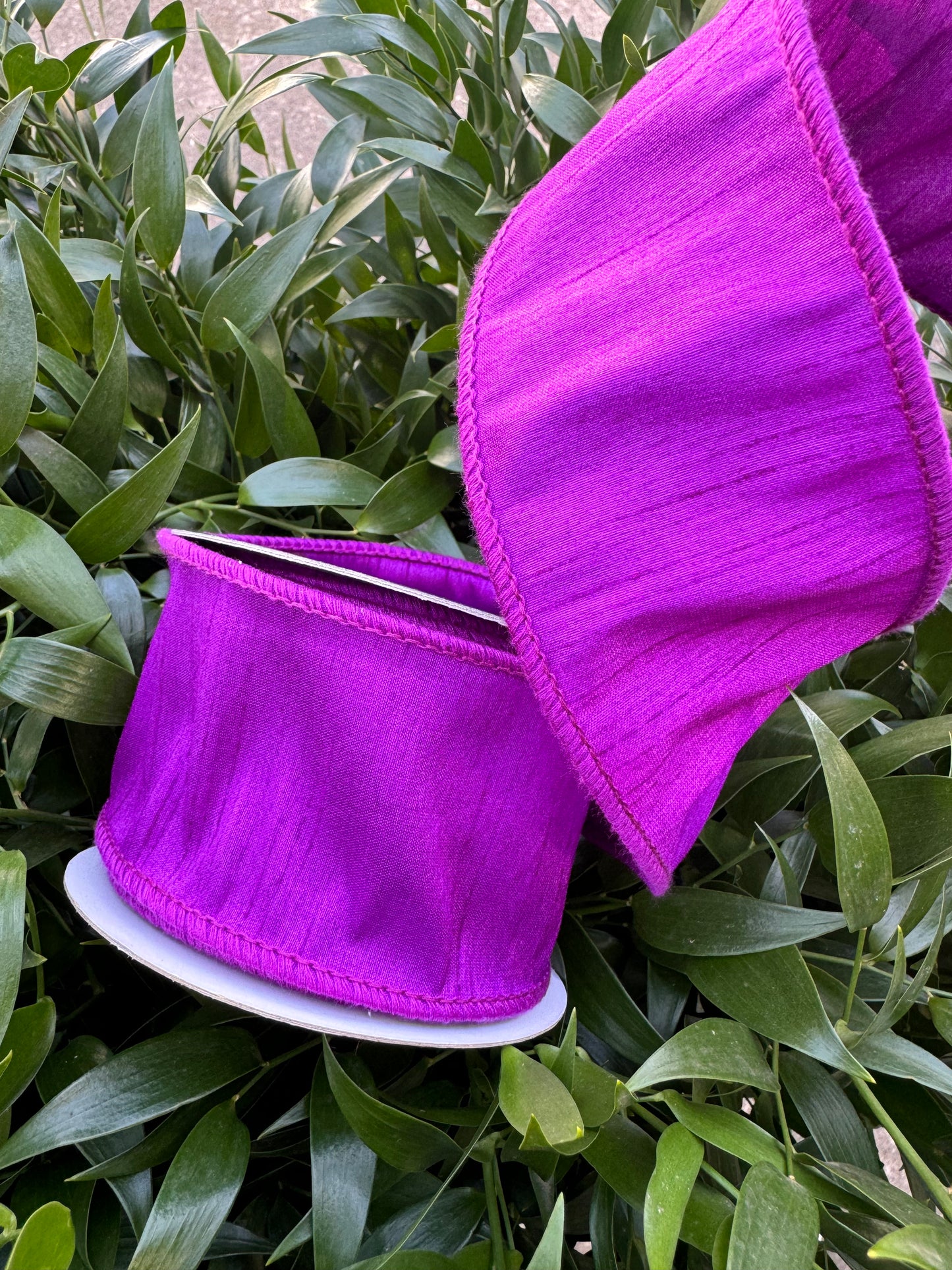 JME heavy wired ribbon. PURPLE Dupion 2.5" x10YDS