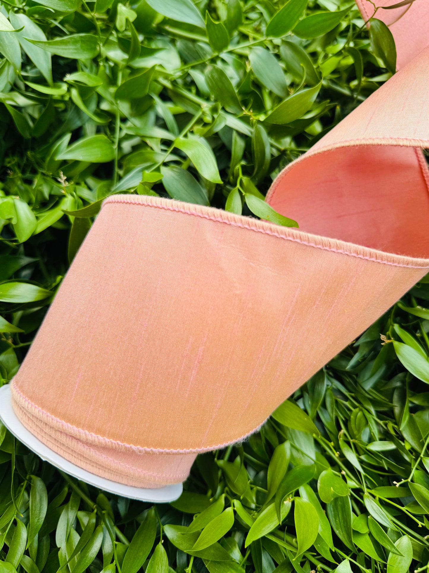 JME heavy wired ribbon. PALE PINK Dupion 4"x 10YDS