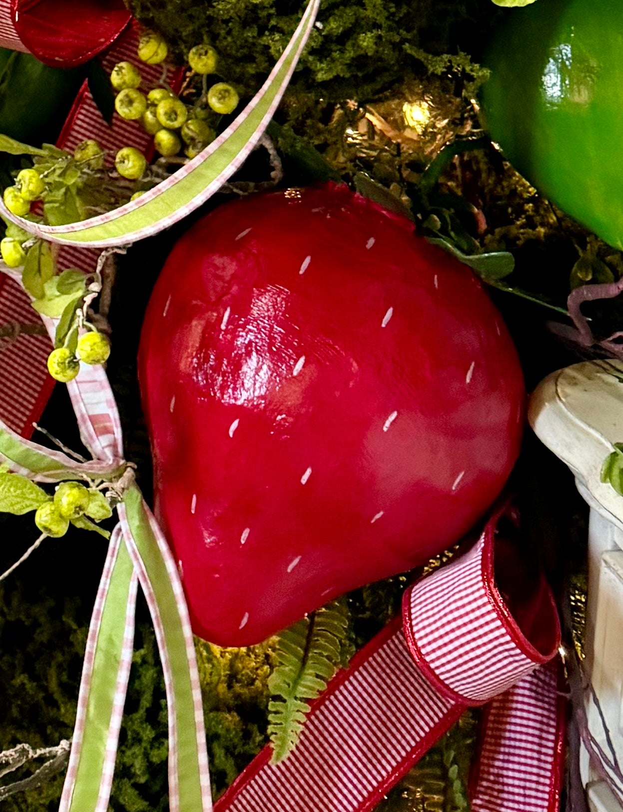 Paper Mache Hanging Strawberry 14"