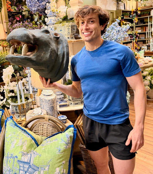 Hippo Wall Mount. Handmade paper mache.