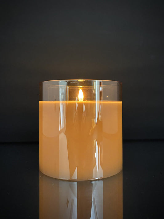 Battery Operated Champagne Pillar Candle 5.75"x 5.75"