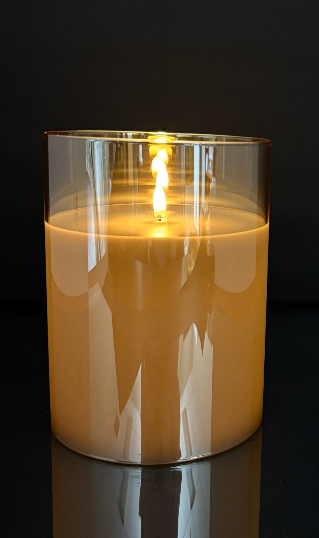 Battery Operated Champagne Pillar Candle 5.75"x 7.75"