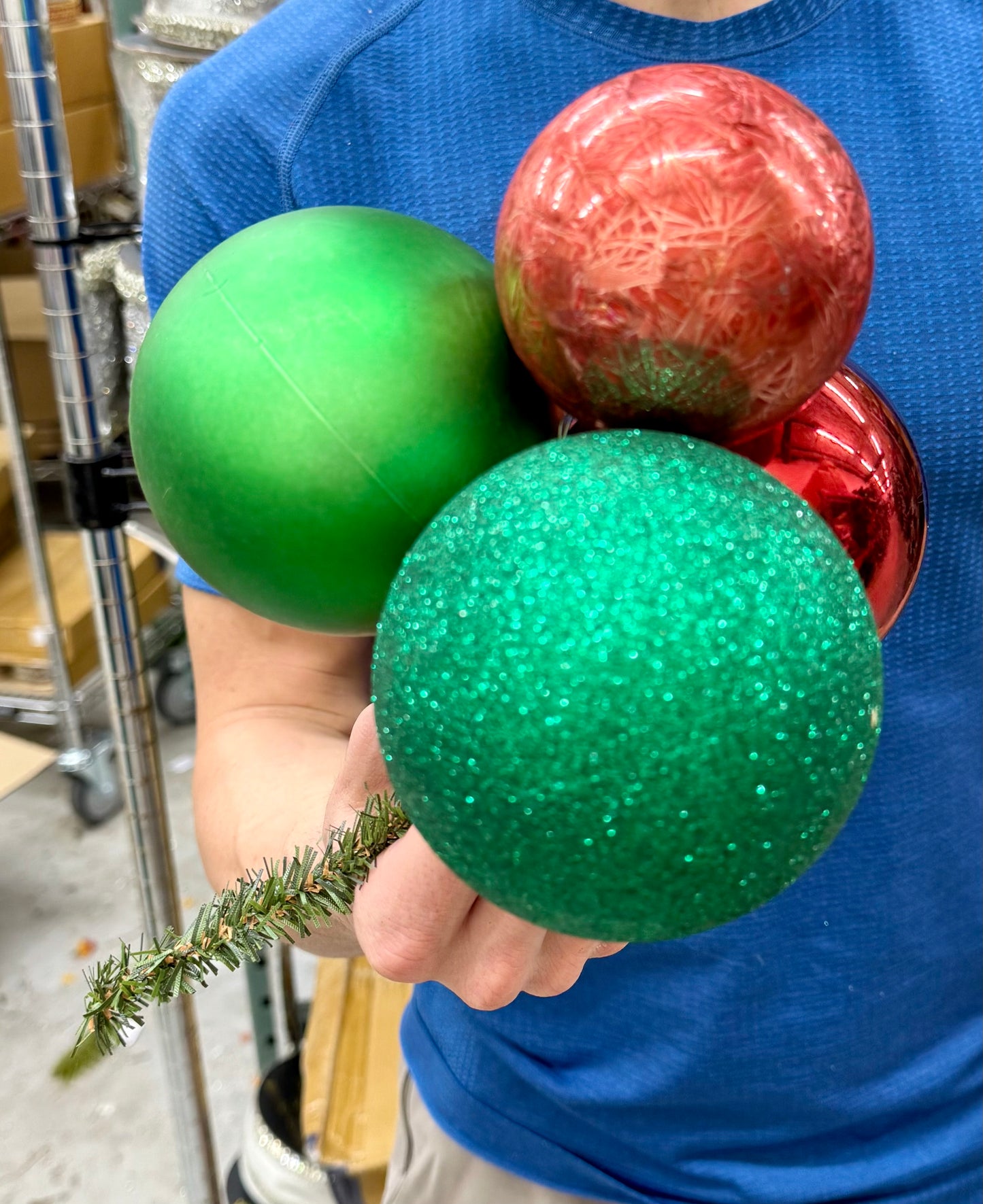 Dark green and red Pre wired ball cluster