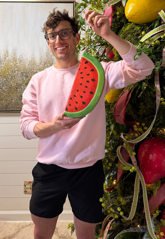 Paper Mache Hanging Watermelon 10"