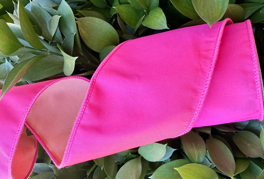 JME heavy wired ribbon. HOT PINK/PALE PINK Two-Toned Solid 4"x 10YDS