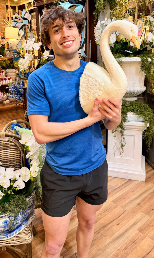 White Swan Wall Mount. Handmade paper mache.