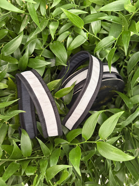 JME heavy wired ribbon. GRAY/BLACK Tri-Colored Solid 1" 10YDS
