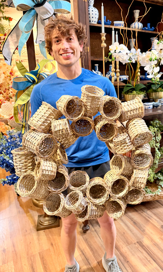 Woven Basket Wreath 28"