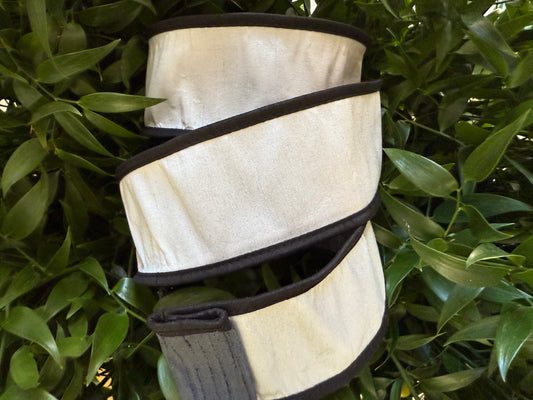 JME heavy wired ribbon. GRAY/BLACK Tri-Colored Solid 2.5"x 10YDS