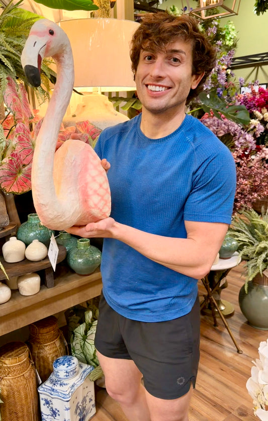 Pink Flamingo Wall Mount. Handmade paper mache