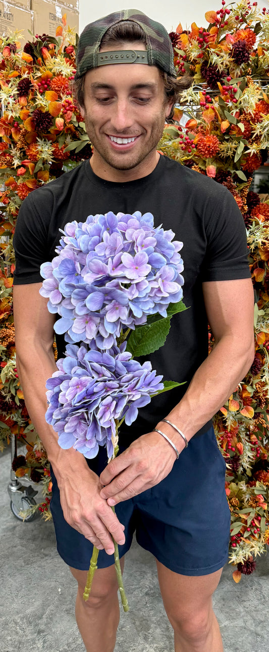 Purple hydrangeas. 27.5 inches. Bundle of two.