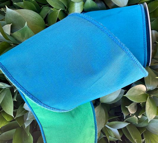 JME heavy wired ribbon. TEAL/GREEN Two-Tone Solid