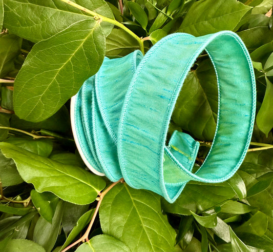 JME heavy wired ribbon. Teal dupion 1.5in by 10yards
