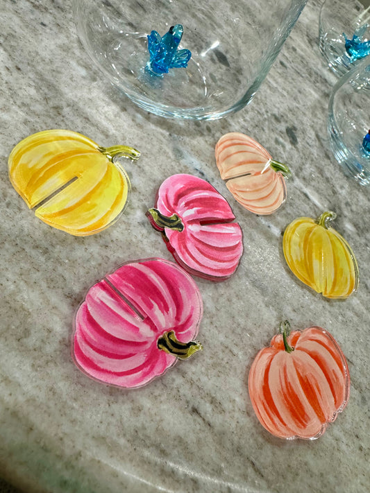 Bright pumpkins drink markers. Set of 6
