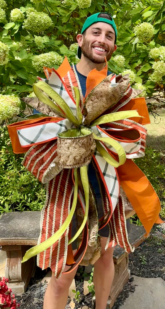JME fall hand-tied bow with JME ribbon.