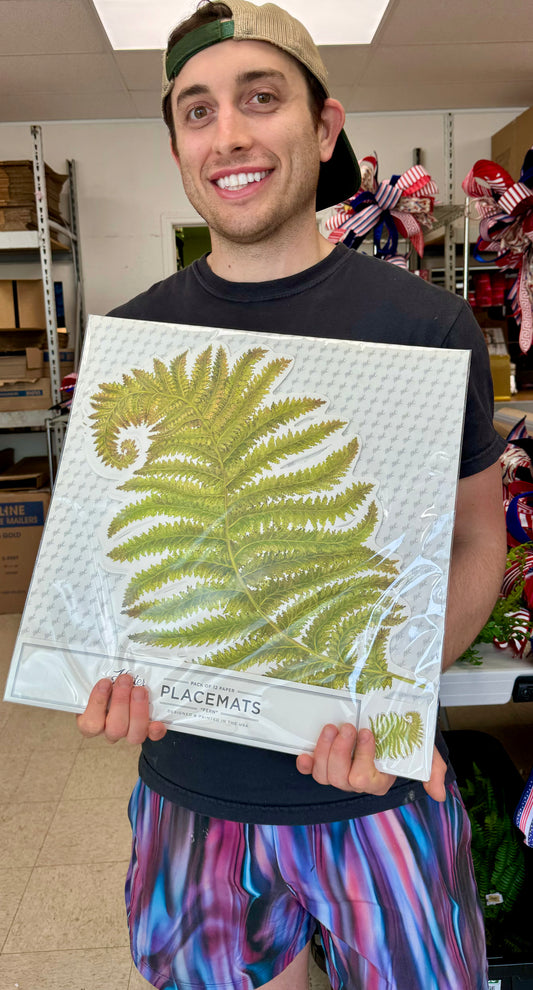 set of 12 fern paper placemats/table accents