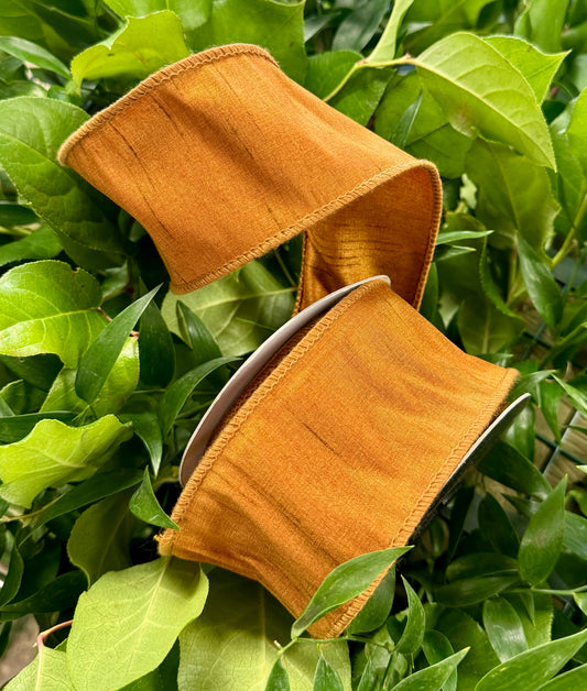 JME heavy wired ribbon. Dupion heavy wired ribbon. Rust color. 2.5 inches by 10 yards