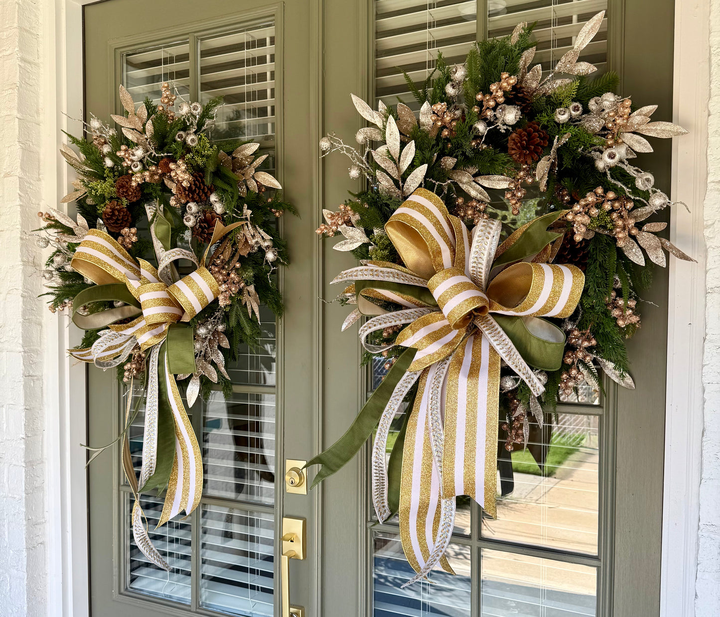 Walking in a winter wonderland. Hand made wreath by JME. About 30 inches wide.