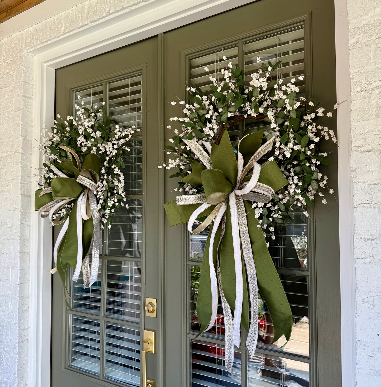 Neutral Winter Wreath. Hand made wreath by JME. About 24 inches wide.