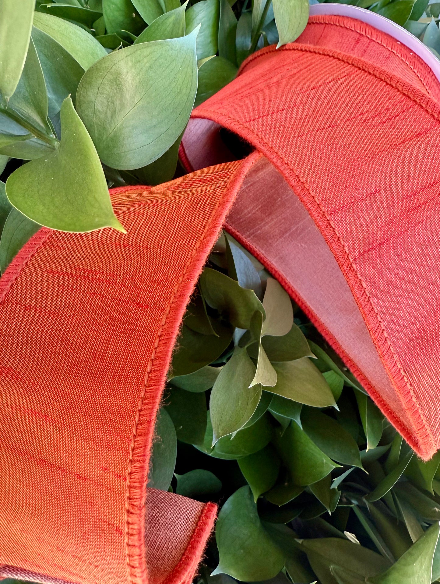 JME heavy wired ribbon. RUST backed in PEACH Two-Tone Dupion