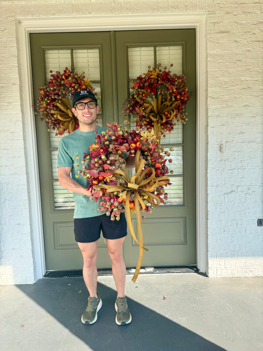 Berry FALL WREATH. handmade by JME with a hand tied JME bow. 24 inches