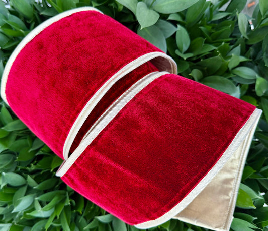 JME heavy wired ribbon. RED Velvet with Gold Metallic Back