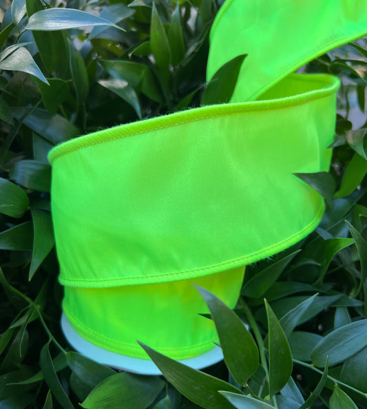 JME heavy wired ribbon. NEON YELLOW Taffeta 2.5"x 10YDS