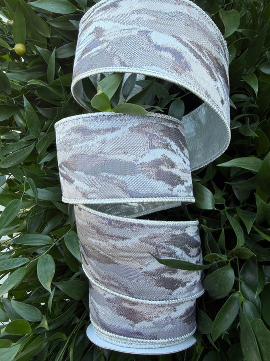 MULTI COLOR/METALLIC/METALLIC DUPION FUSED 2.5"x10YD GRAY HEAVY WIRED RIBBON