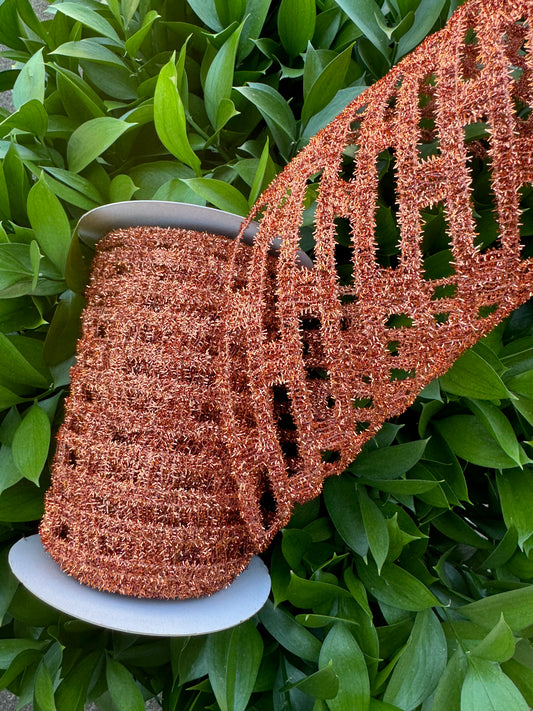 Orange Glitter Tinsel Mesh Wired Ribbon 6"x 10YDS