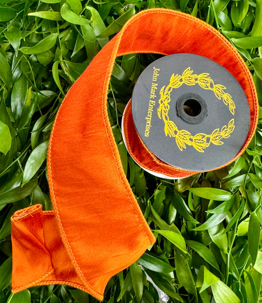 JME heavy wired ribbon. 2.5" X 10yds JME Dark Orange Dupion Ribbon