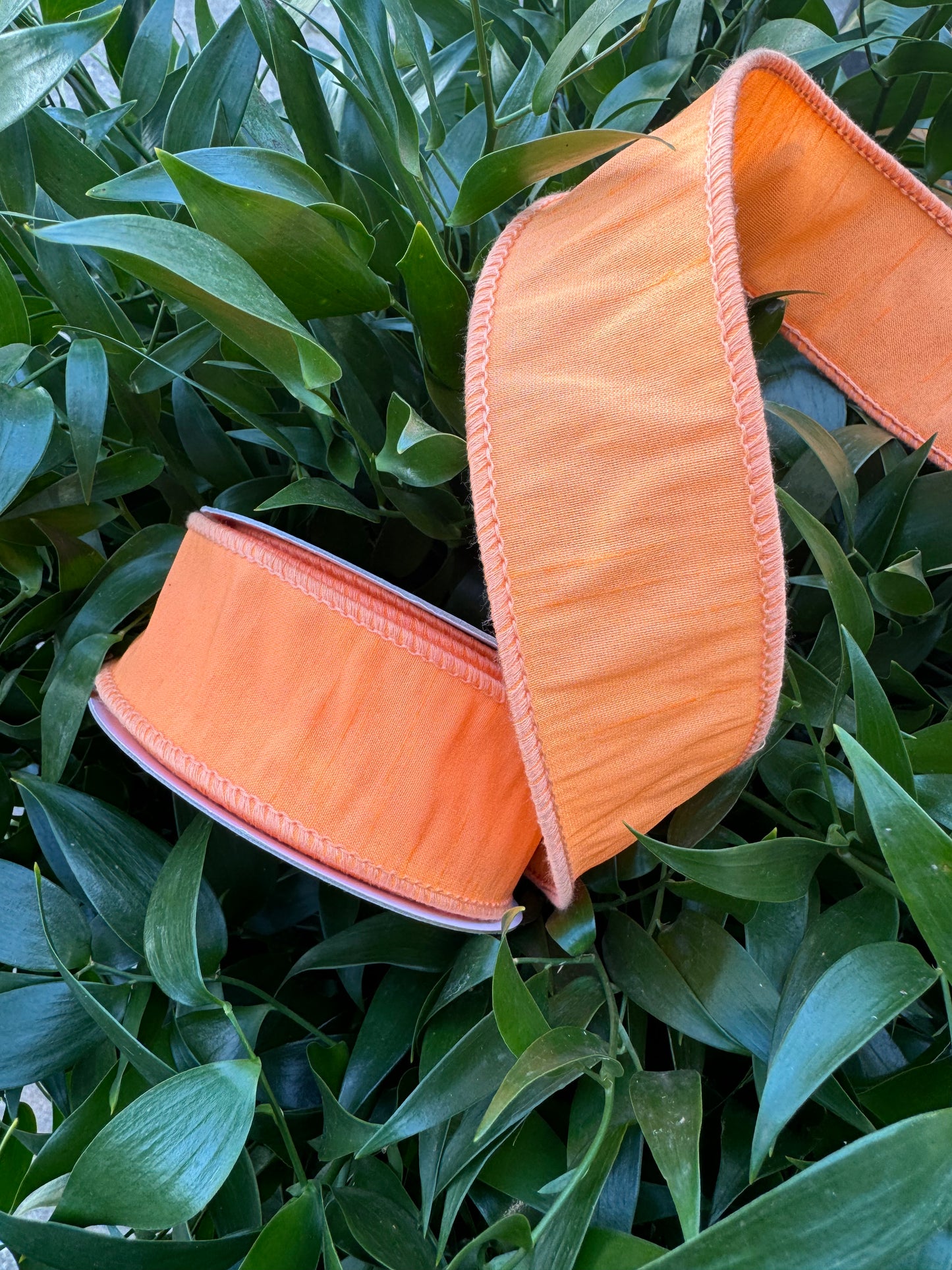 JME heavy wired ribbon. LIGHT ORANGE Dupion 1.5"x 10YDS