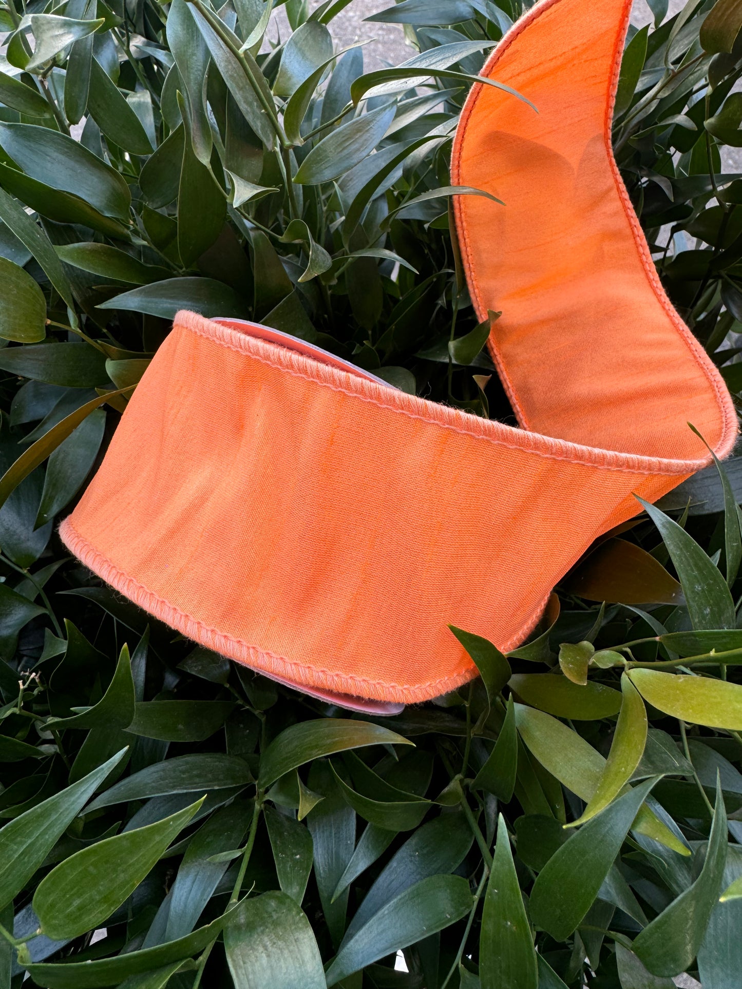 JME heavy wired ribbon. LIGHT ORANGE Dupion 2.5"x 10YDS