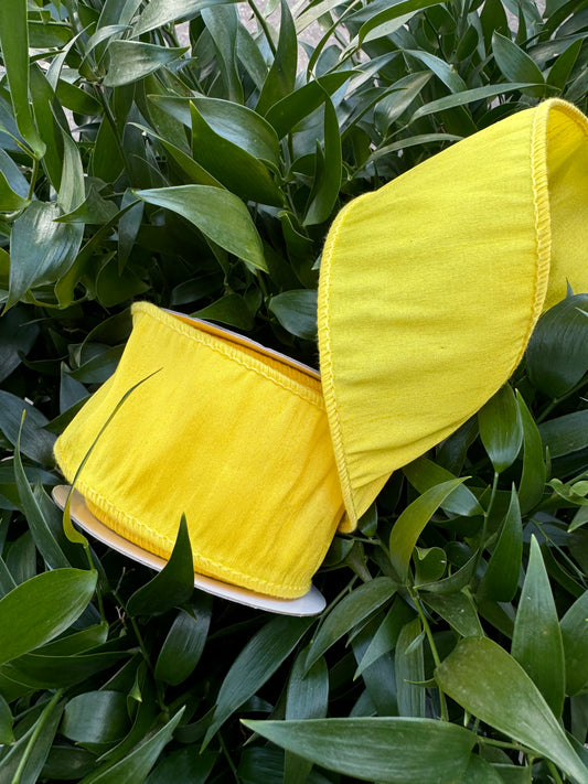 JME heavy wired ribbon. YELLOW Dupion 2.5"x 10YDS