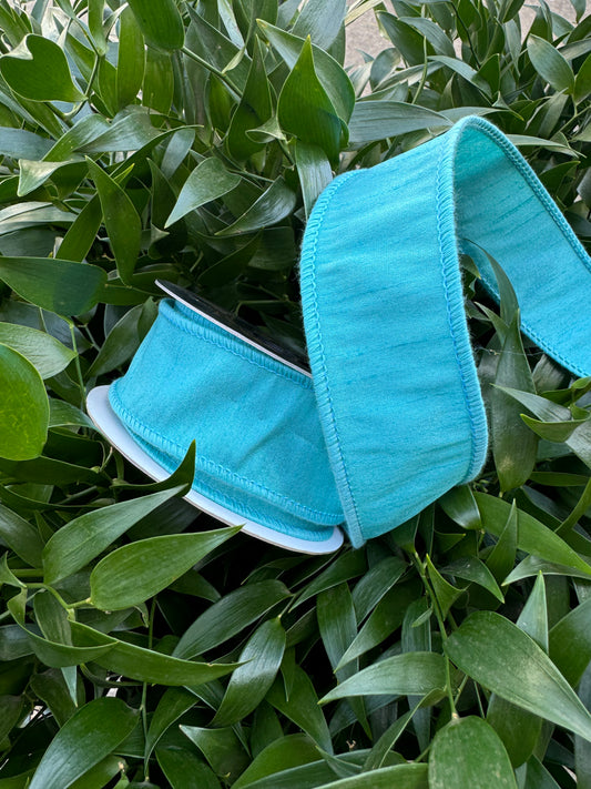 JME heavy wired ribbon. TURQUOISE Dupion 1.5"x 10YDS