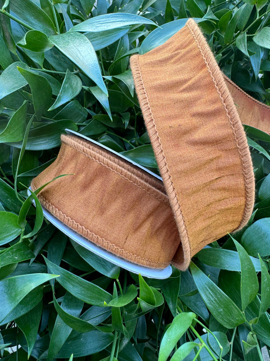 JME heavy wired ribbon. RUST Dupion 1.5"x 10YDS