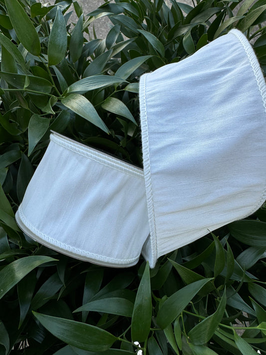 JME heavy wired ribbon. White dupion 2.5" x 10 yards