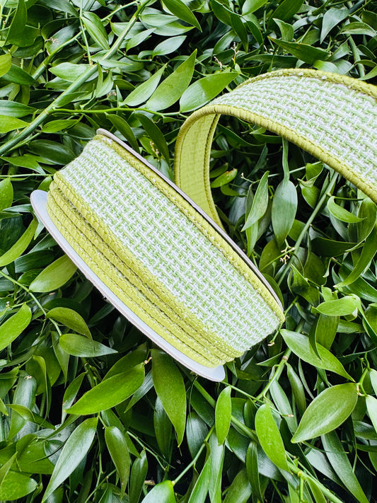 JME heavy wired ribbon. GREEN Basketweave Linen with Green Back 1"x 10YDS