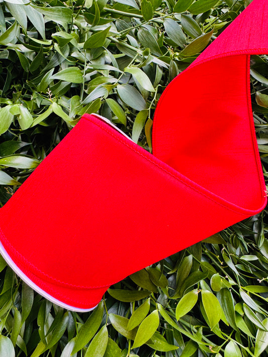 JME heavy wired ribbon. RED Dupion 4"x 10YDS