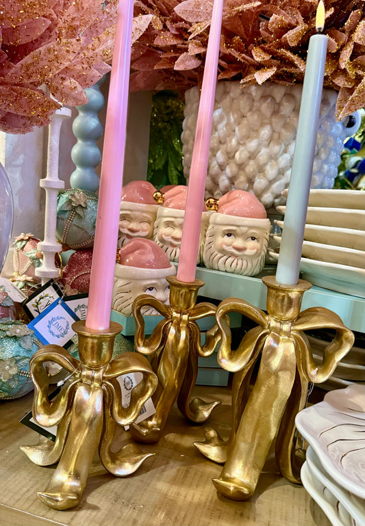 Gold Bow Candle Sticks (Set of 3)